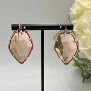 Kendra Scott Corley Peach Translucent‎ Rose Gold Tone Dangle Earrings